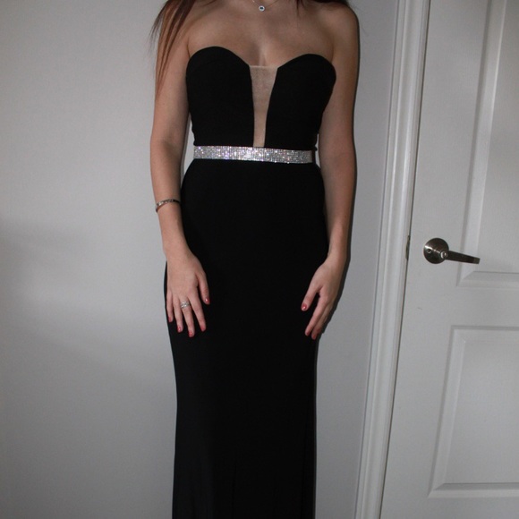 Blush Prom black strapless gown - Picture 1 of 4